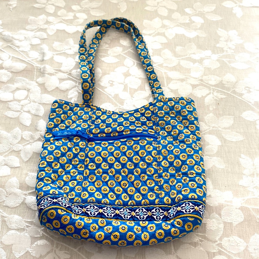 Vera Bradley Bag Riviera Blue Pattern with pockets blue and yellow design